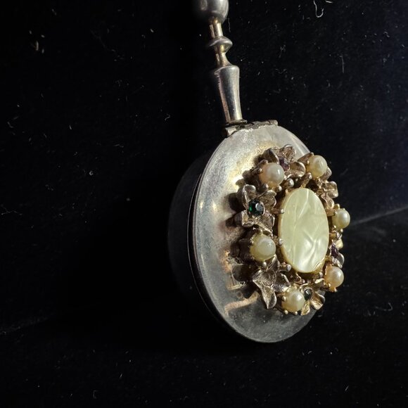 Vtg Pocket Size Portable Butler Ashtray Pill Box MultiColor Rhinestones jw1480 - Picture 2 of 15